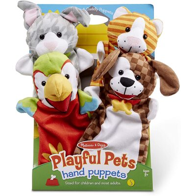 Melissa & Doug Playful Pets Hand Puppets (Rabbit, Parrot, Kitten, and Puppy)