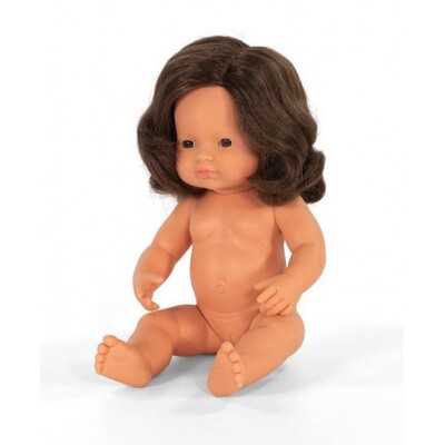 Miniland Educational Baby Doll Caucasian Brunette Girl 38 cm
