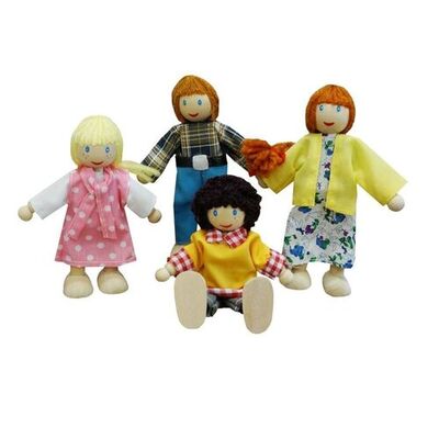 Fun Factory Wooden Pretend Play Toy Doll Family -White