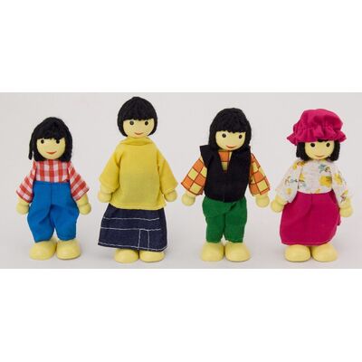 Fun Factory Wooden Pretend Play Toy Doll Family -Asian