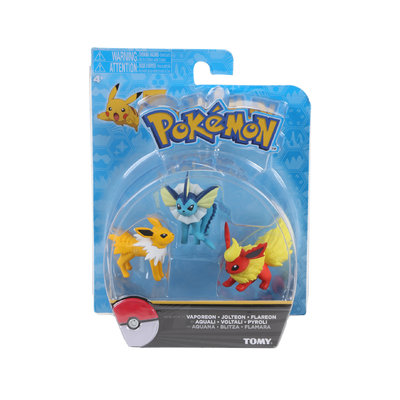 TOMY Pokemon Vaporeon, Jolteon & Flareon Mini Figure 3-Pack