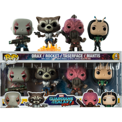 Funko Pop Guardians of the Galaxy Vol , Rocket, Drax, Taserface & Mantis 4-Pack (Damaged Box)