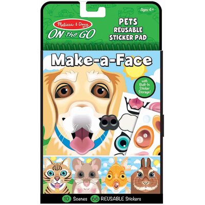 Melissa & Doug On the Go Activity Book Make-a-Face Reusable Sticker Pad Pets 
