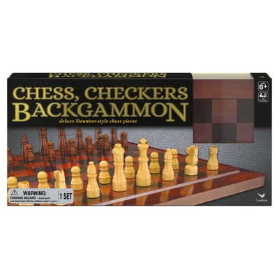 Cardinal Classics Wooden Deluxe Backgammon Chess & Checkers