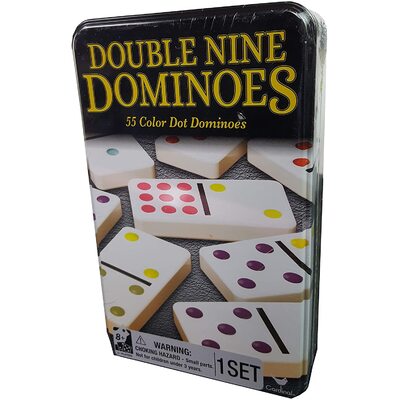 Cardinal Games Double Nine Dominoes 55 Color Dot In Tin