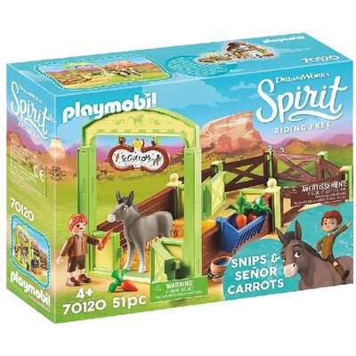 Playmobil Spirit Riding Free Snips & Se?or Carrots with Horse Stall 51pc 70120
