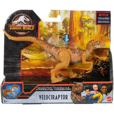 Jurassic World Camp Cretaceous Savage Strike Velociraptor Brown Figure