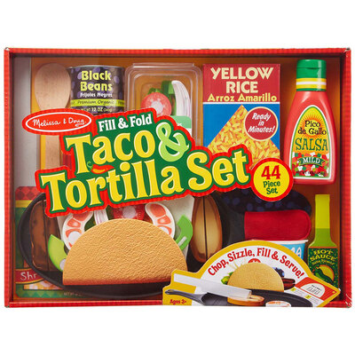 Melissa & Doug Wooden Fill & Fold Taco & Tortilla Set Playset