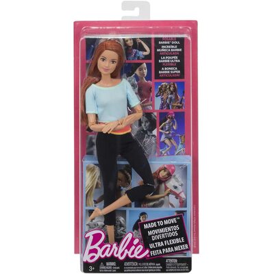 Barbie Made To Move Doll Red Hair Doll Blue Top