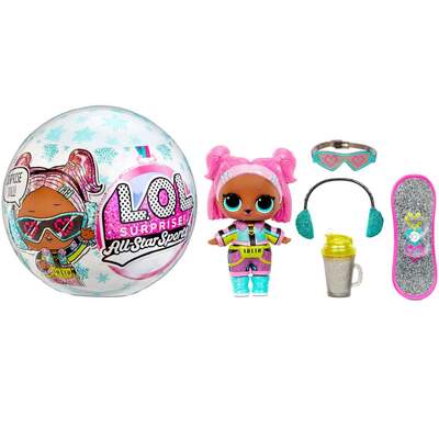 LOL Surprise All-Star Sports Winter Games Sparkly Dolls with 8 Surprises (Blue Ball)