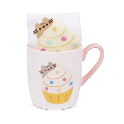 Pusheen The Cat Sock in a Mug Gold Cupcake