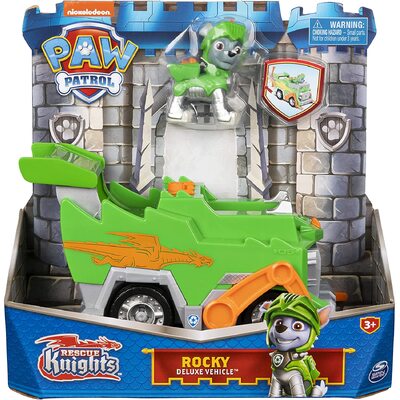 Paw Patrol Rescue Knights Rocky Deluxe Vehicle Action Figure