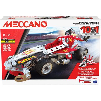 Meccano 10-in-1 Racing Vehicles STEM Model Building Kit
