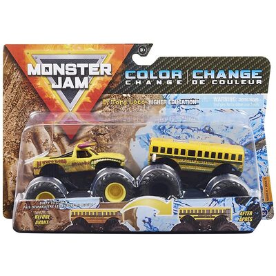 Monster Jam Color-Change 1:64 2 Pack Dirty to Clean El Toro Loco/ Higher Education Trucks