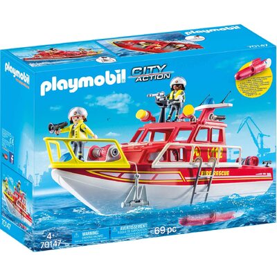 Playmobil City Life Fire Rescue Boat 70pc 70147