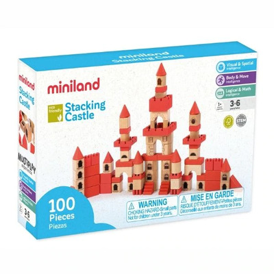 Miniland Educational Eco Friendly Stacking wood Castle 100 Pieces