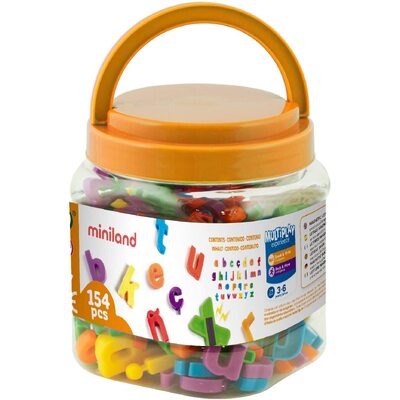 Miniland Educational Magnetic Letters Lowercase Alphabet Jar (154 Pieces)