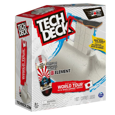 Tech Deck Street Spots Build a Park World Tour - P.F.K Skate Support Center with Element Board