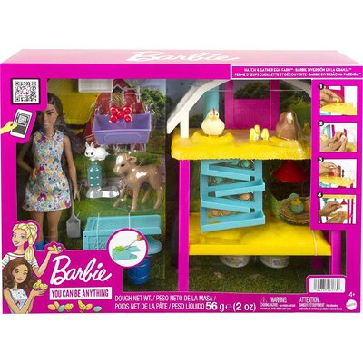 Barbie Hatch & Gather Egg Farm Brunette Doll Playset