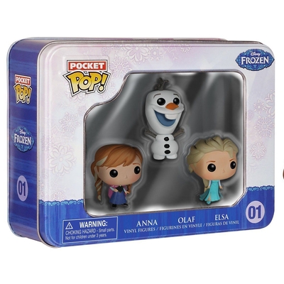 Disney Funko Frozen Pocket Pop! Mini Vinyl Figure Tin (3-Pack) #01 Anna, Olaf, Elsa