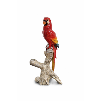 Candle Holder Red Macaw Parrot Bird Statue Home Decor