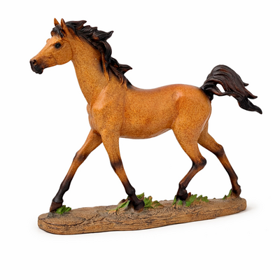 Brown Horse Statue Trotting Ornament Home Decor 